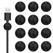 Flezoo Cord Holder Cable Clips - 12PCS Black Cable Cord Organizer, Adhesive Charger Wire Cord Clips, Cable Management Keeper, Wire Cable Holder for Nightstand, Desk, Office or Mouse Cord